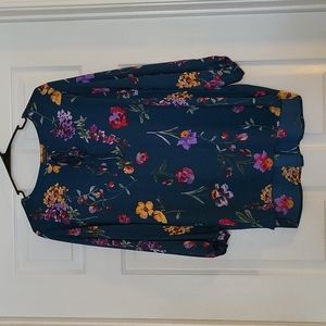 West Kei Blouse XL.. color is Teal Blue/Green with floral print.
